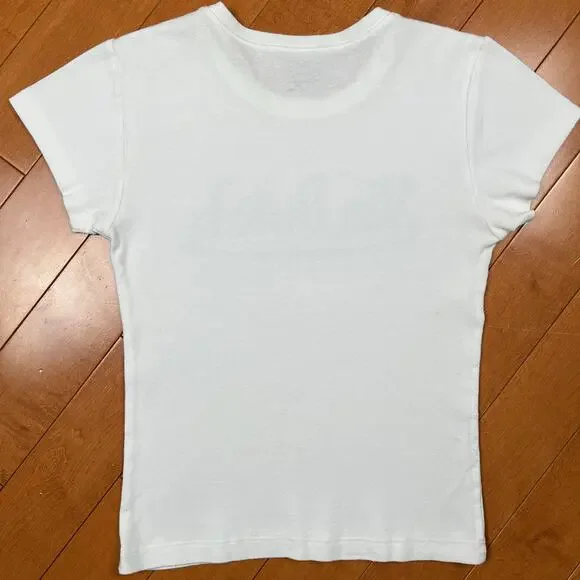 Y2K Von Dutch Logo Graphic Baby Tee White Green Babydoll T Shirt Vintage - Picture 8 of 15